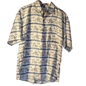 Summa Silk Blend Hawaiian Shirt Men's M Floral Beach Vacation Casual Streetwear